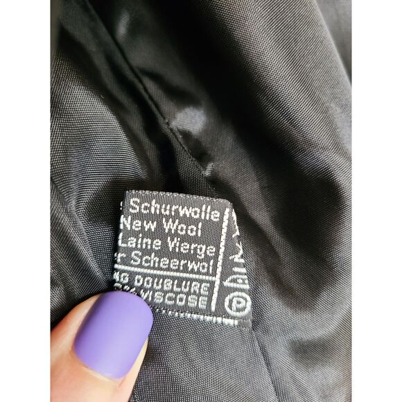 Vtg MARCONA Luxury Black Wool Trench Coat Sz 40 Hidden Button LARGE Office Siren - Picture 10 of 13